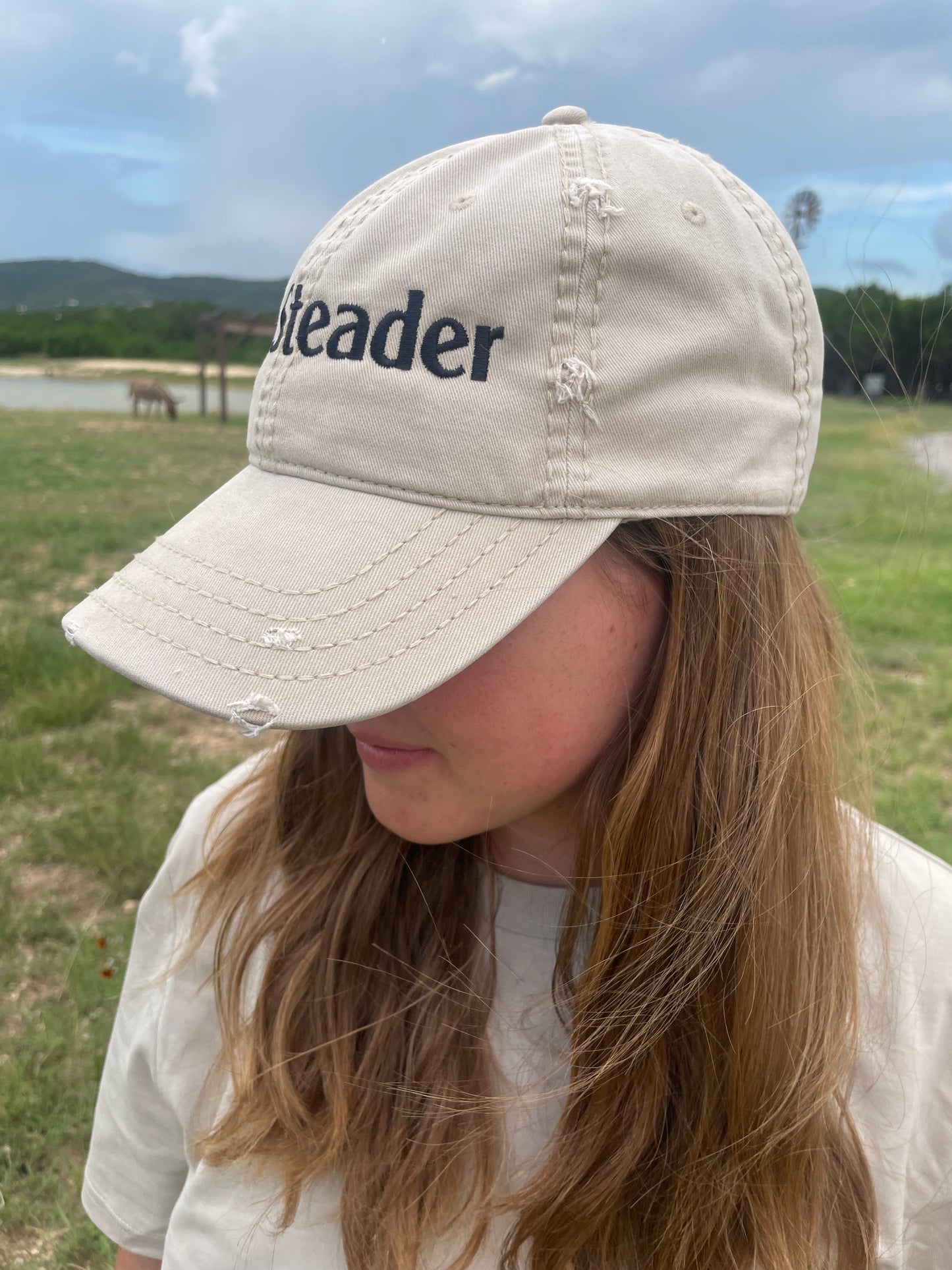 Distressed Dad Hat with Steader Logo
