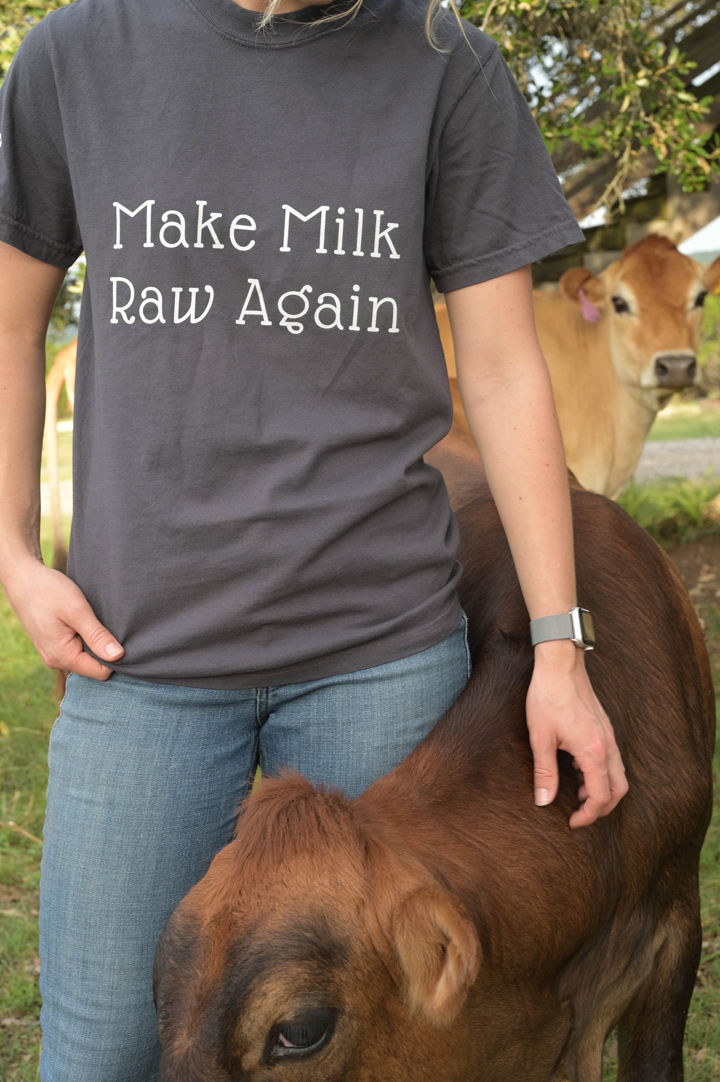 Make Milk Raw Again Unisex T-Shirt with Steader Logo