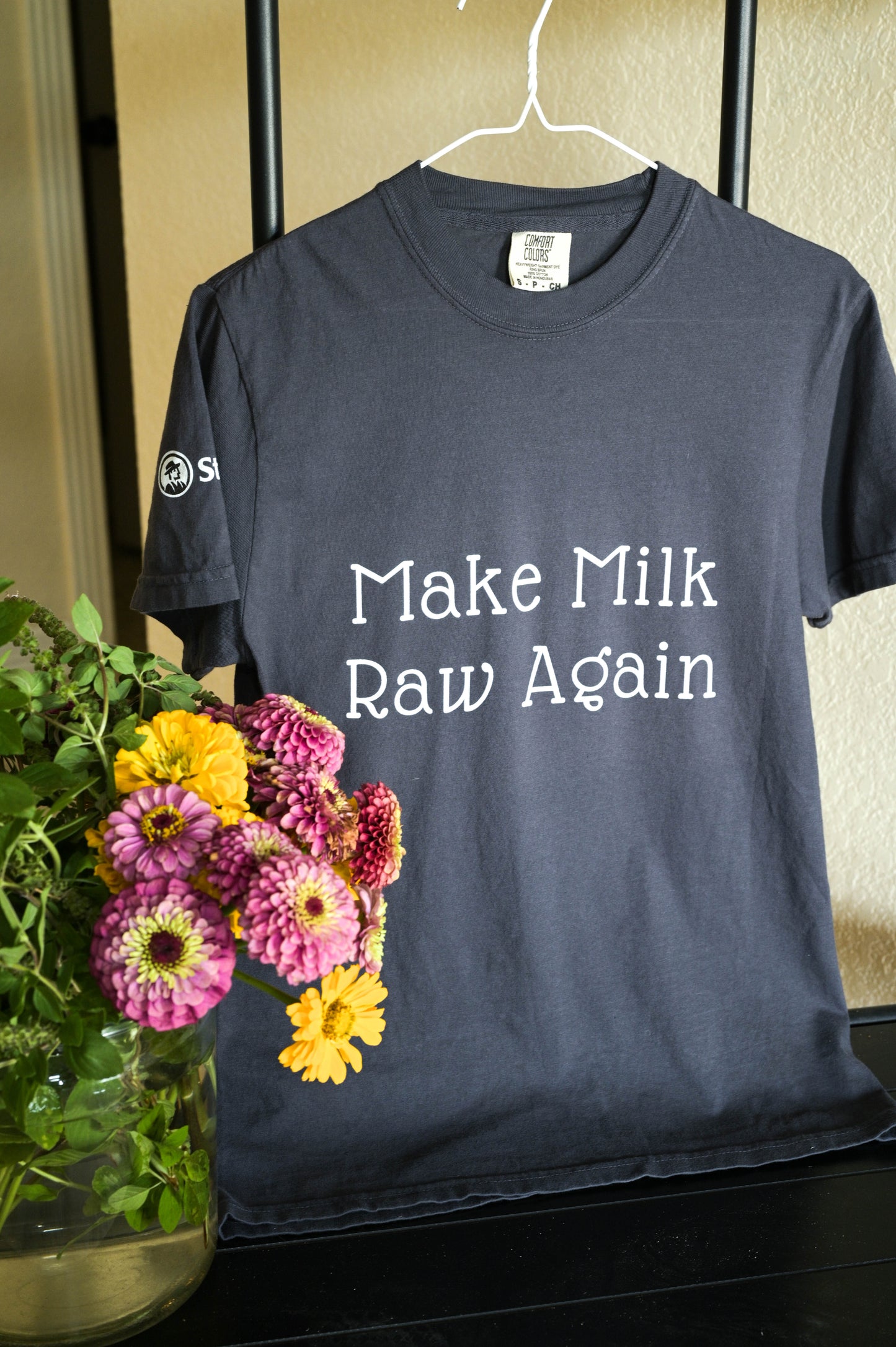 Make Milk Raw Again Unisex T-Shirt with Steader Logo