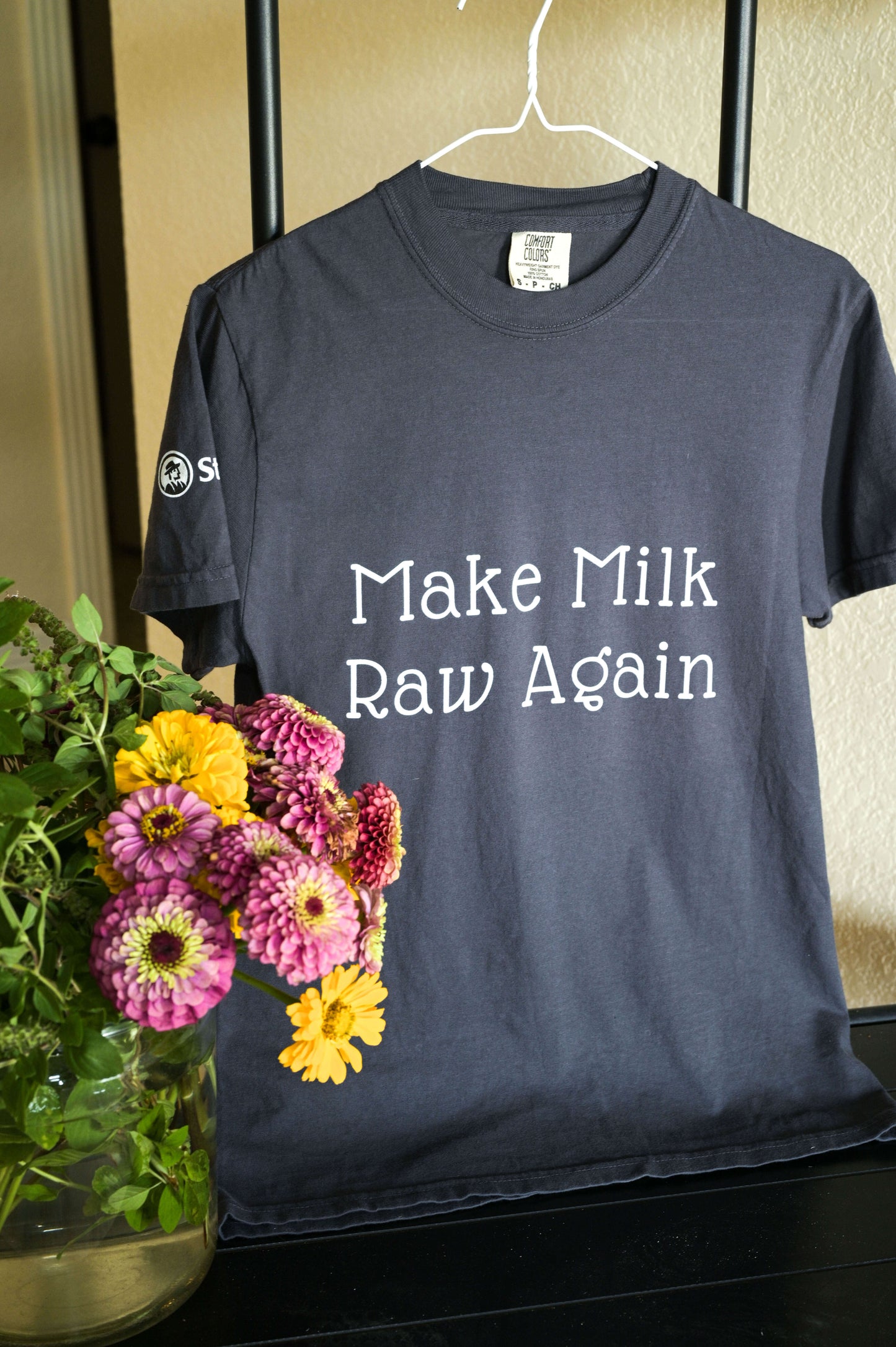 Make Milk Raw Again Unisex T-Shirt with Steader Logo