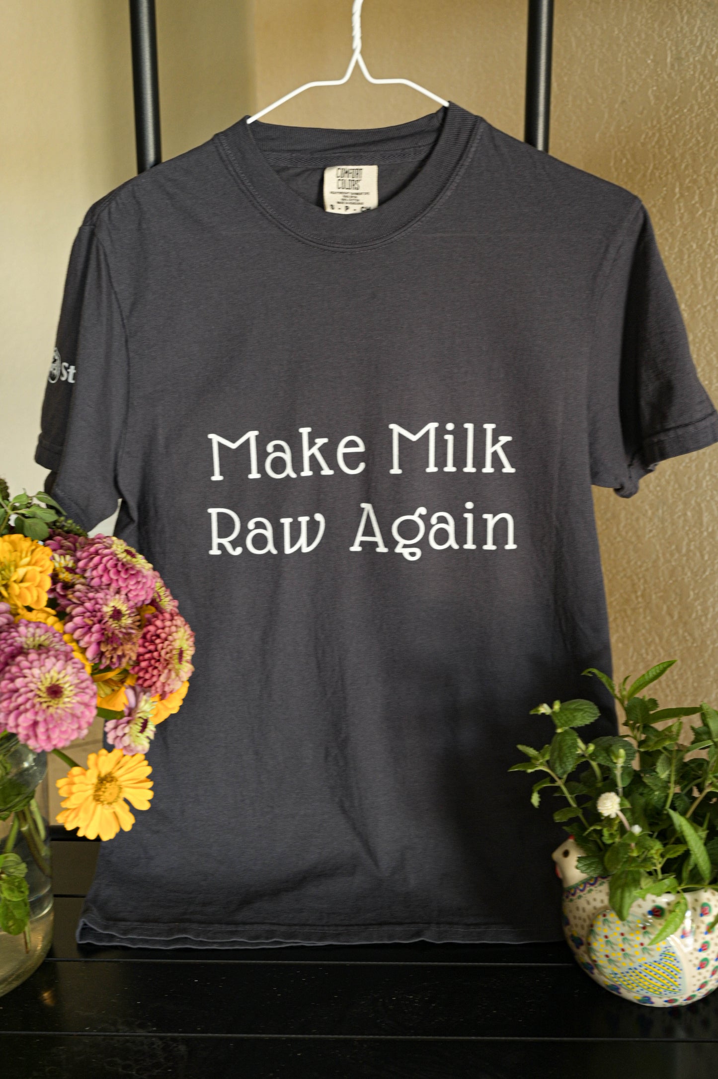 Make Milk Raw Again Unisex T-Shirt with Steader Logo