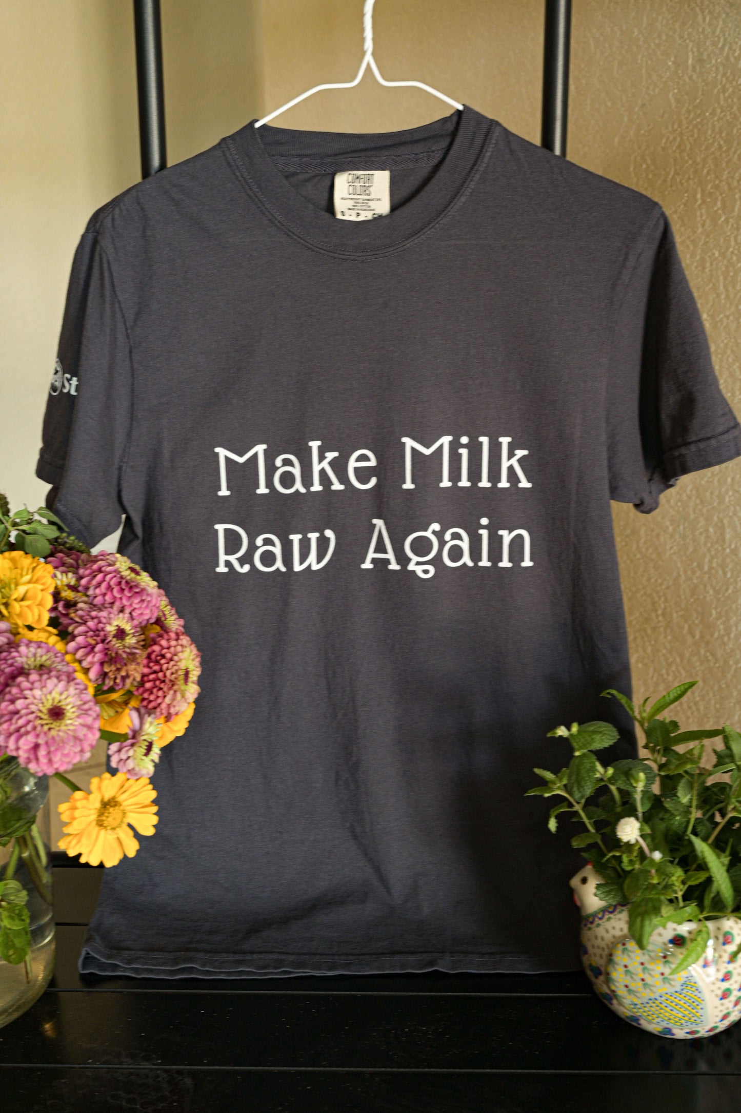 Make Milk Raw Again Unisex T-Shirt with Steader Logo