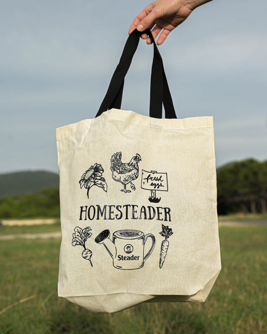 Homesteader Graphic Tote Bag with Black Handles
