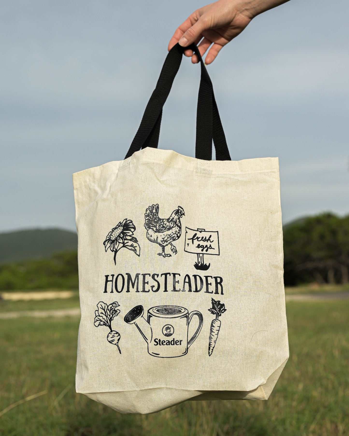Homesteader Graphic Tote Bag with Black Handles