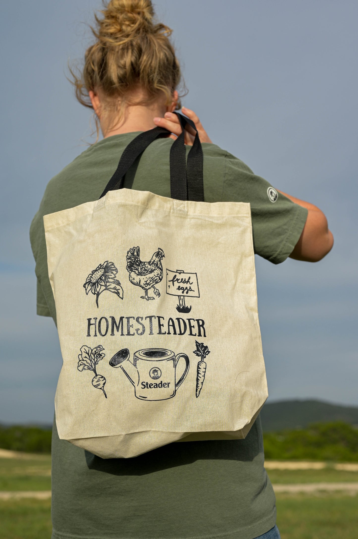 Homesteader Graphic Tote Bag with Black Handles