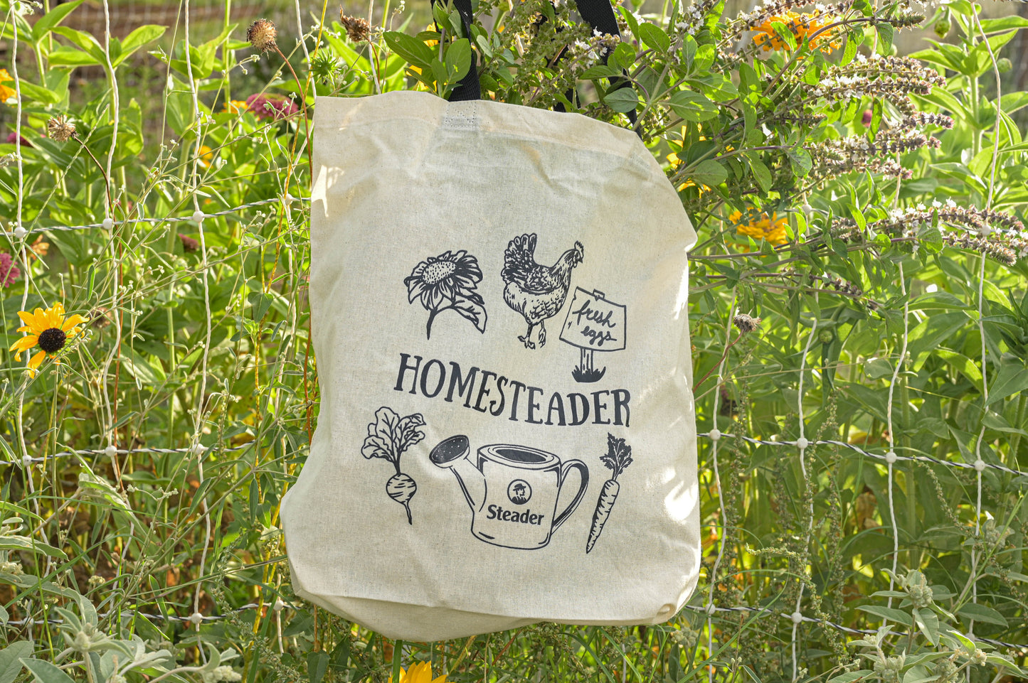 Homesteader Graphic Tote Bag with Black Handles