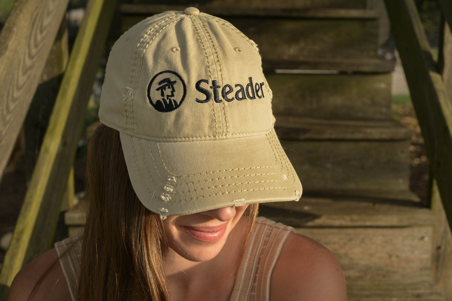 Distressed Dad Hat with Steader Logo