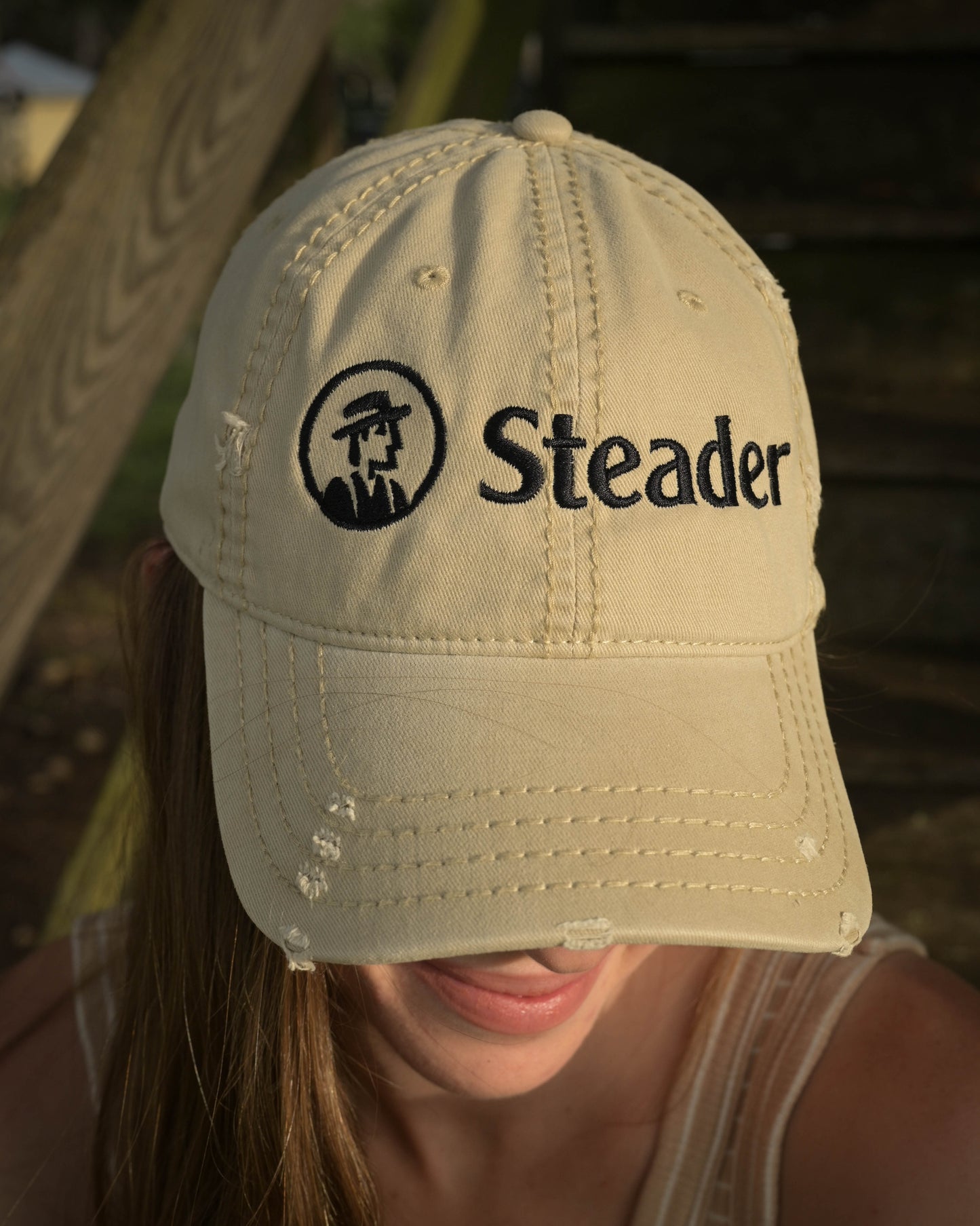 Distressed Dad Hat with Steader Logo