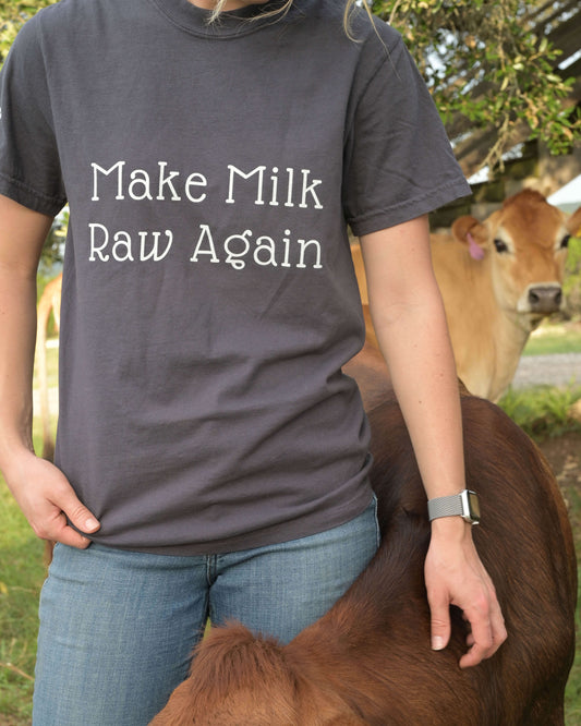Make Milk Raw Again Unisex T-Shirt with Steader Logo